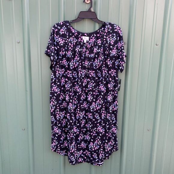 Cotton Short Sleeve Scoop Neck Pajama Lounge Nightgown with Pockets Size XL - Picture 1 of 8